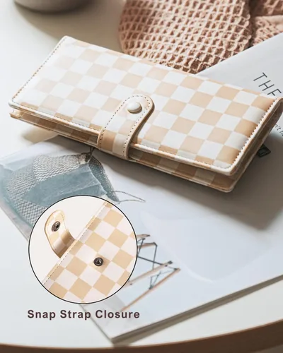 Vista 7 de Unilily Cartera delgada para mujer, con bloqueo RFID, de piel vegana, plegable, tarjetero con 2 ventanas de identificación y bolsillo con Lila