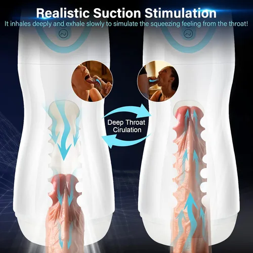 Vista 3 de Masturbador masculino automático para simulador de pene mamada con 4 modos de succión para tragar juguete sexual oral, 7 vibrantes, coño eléctrico