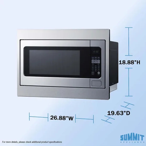 Vista 2 de Summit - Horno microondas integrado de acero inoxidable de 27 pulgadas y 30 pulgadas, 2.2 pies cúbicos, con kit de molduras y panel de control