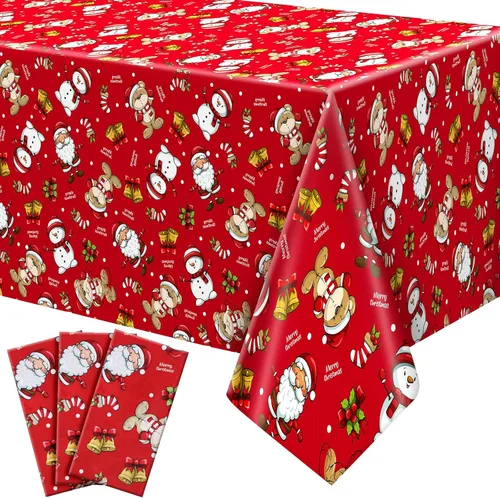 Vista 16 de Newwiee Paquete de 3 manteles de Acción de Gracias de 108 x 54 pulgadas, manteles de plástico desechables de otoño, mantel rectangular impermeable