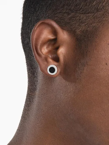 Vista 3 de ChicSilver Pendientes de tuerca de plata de ley 925 con runa vikinga de ónix negro natural para mujeres y hombres