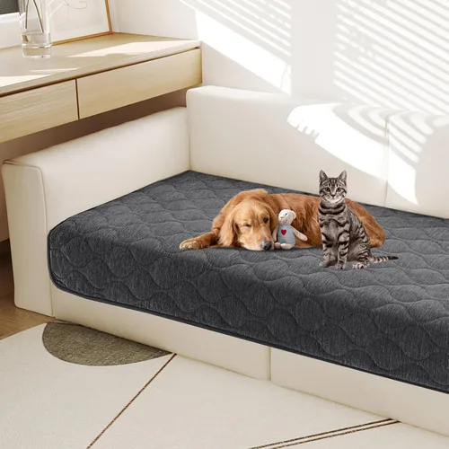 Vista 8 de Gollense Funda antideslizante para sofá para mascotas, funda acolchada de felpilla mullida para perros, lavable, protector suave y apto para Marfil