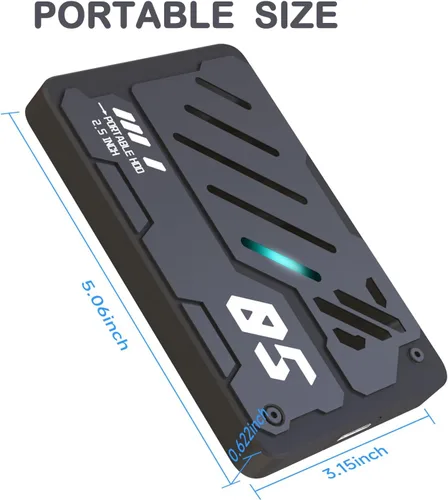 Vista 7 de Disco duro externo portátil ultra delgado USB 3.0 HDD Almacenamiento para PC, portátil, Mac, Xbox one, PS4, PS5 (250 GB)