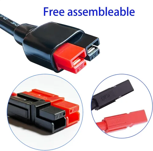 Vista 6 de Cable divisor en Y 45A, cable de extensión de conector 45A, adaptador de cargador de batería, cable de extensión de panel solar de 14 AWG, 27.6