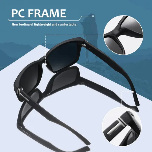 Vista 3 de MEETSUN Gafas de sol polarizadas cuadradas para hombres y mujeres, clásicas, retro, deportes, pesca, conducción, UV400, L