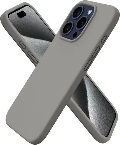 Vista 18 de ORNARTO Funda compatible con iPhone 15 Pro de 6.1 pulgadas, silicona líquida de 3 capas cubierta completa de goma de gel suave, funda protectora