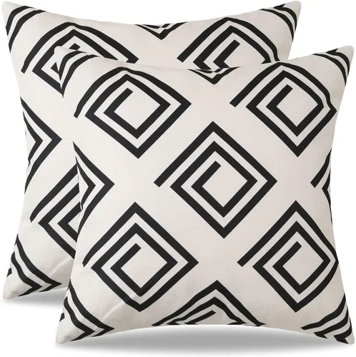 Vista 2 de Pyonic Fundas de almohada de 18 x 18 pulgadas, fundas de almohada geométricas decorativas para sofá, fundas de almohada cuadradas para sofá, silla