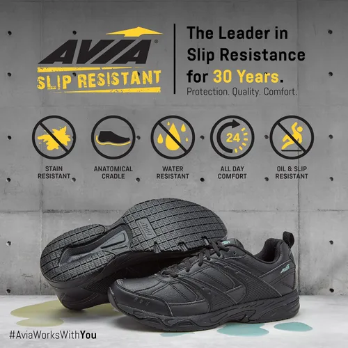 Vista 6 de Avia Avi-Union II - Zapatos antideslizantes para mujer, cómodos con cordones, para el trabajo o caminar, medianos o anchos, negro o blanco, Blanco