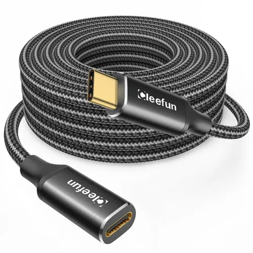 Vista 12 de CLEEFUN Cable de extensión USB-C, 1 pie, paquete de 1, USB-C macho a hembra, datos de 10 Gbps y sincronización de video 4K, carga rápida de 100 W