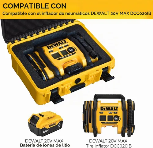 Vista 2 de Funda de compresor de aire para inflador de neumáticos DEWALT 20V MAX DCC020IB - Impermeable, a prueba de polvo, a prueba de golpes, bomba de aire a