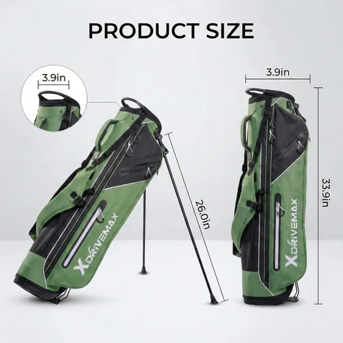 Vista 4 de Bolsa de golf ligera con soporte estable, diseño compacto con correas de hombro fáciles de transportar, parte superior de 4 direcciones, bolsillos