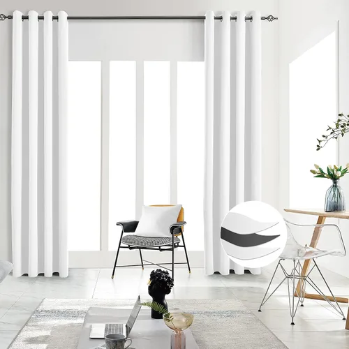 Vista 2 de Cortinas opacas para dormitorio, con aislamiento térmico y bloqueo de luz, para oscurecer la habitación, cortinas con ojales sólidos para ventana