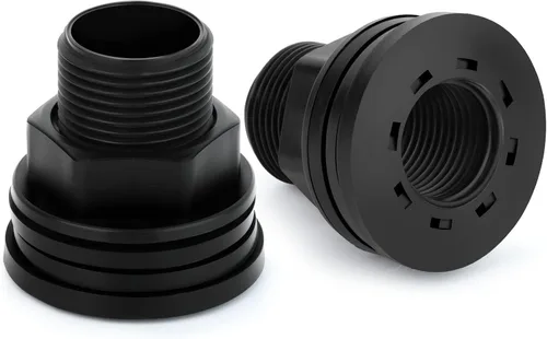 Vista 20 de TAISHER Adaptador de conector de tanque de mamparo de 1 pulgada de ABS blanco con tapones y junta para tanque de agua, barriles de lluvia, acuarios