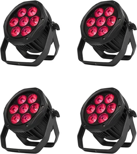 Vista 9 de SHEHDS Par Lights IP65 impermeable al aire libre LED 7x18W RGBWA+UV Iluminación Etapa Lavado/estroboscópico DMX512 luces subidas activadas por