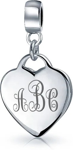 Vista 5 de Etiqueta personalizada con inicial del alfabeto A-Z, monograma en forma de corazón, cuenta colgante para mujeres y novias, plata de ley 925, se