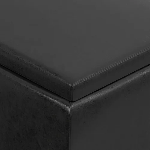 Vista 8 de SIMPLIHOME Owen - Otomana rectangular de cuero vegano de 34 pulgadas de Negro (Distressed Black)