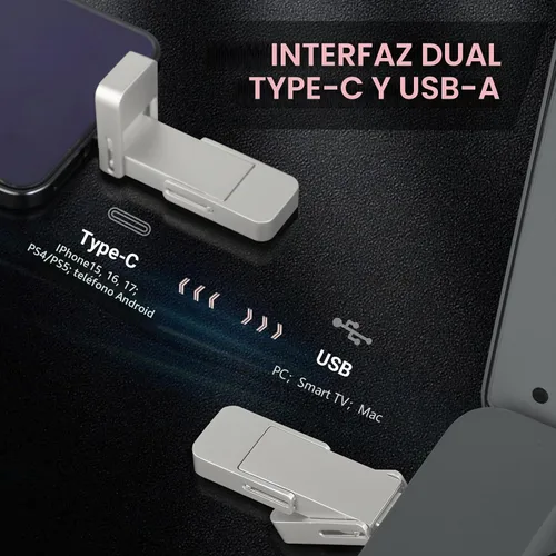 Vista 4 de Unidad USB de 128 GB, SSD portátil rápida 550 MB/s 2 en 1, tipo C+A USB3.2 Gen2 unidad de estado sólido externa, disco duro externo SSD para iPhone