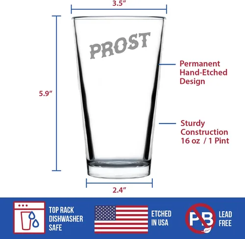 Vista 4 de Custom Prost - German Cheers - Vasos divertidos de pinta para cerveza - Decoración de fiesta temática de Alemania para hombres y mujeres - Taza