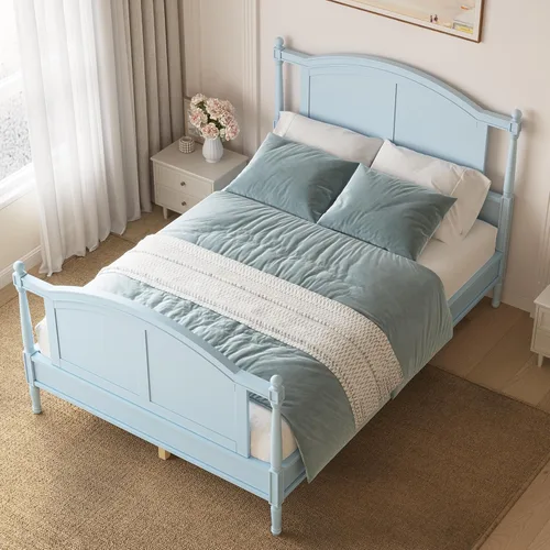 Vista 17 de Harper & Bright Designs Marco de cama doble con cama nido, plataforma para niños, cama doble con cama nido extraíble, madera maciza, no necesita