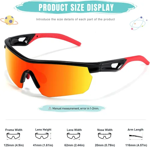 Vista 3 de Kids Sunglasses Youth Baseball Sunglasses for Boys Girls 3-12 Polarized Softball Sports Goggles UV Protection