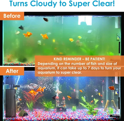 Vista 2 de Filtro U-V para acuario para agua verde, filtro de tanque de peces con temporizador de luz U-V, filtro de tanque de tortuga, filtro interno