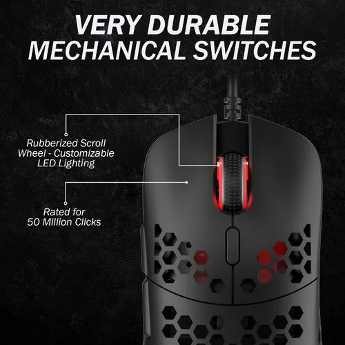 Vista 2 de HK Gaming - Mira M - Mouse para juegos ultraligero con 6 botones, 2.1 onzas