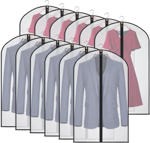 Vista 7 de Fundas para Hombros para Colgar Ropa (Juego de 10) Fundas Transpirables Antipolvo para Prendas Protectores de Ropa para Closet con Fuelle de 2