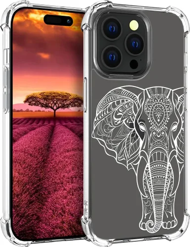 Vista 48 de Funda compatible con iPhone 15, bonita funda transparente para mujer, funda de silicona transparente para teléfono, color negro, tigre poderoso
