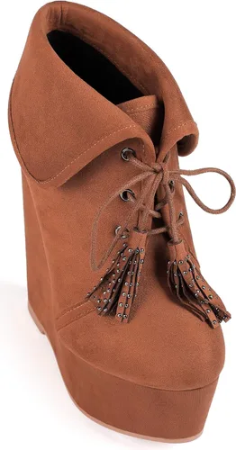 Vista 6 de YODEKS Botas de tacón alto para mujer con cordones y puntera redonda, botas de tacón alto, botas de vestir de fiesta elegante