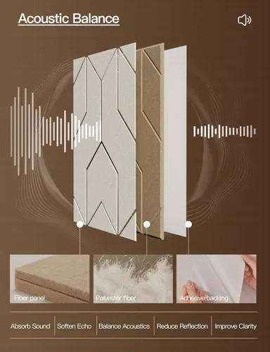 Vista 4 de Paneles acústicos, paneles de pared acústicos autoadhesivos, 12 piezas Chevron Peak - Blanco pálido