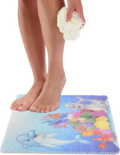 Vista 18 de Enkosi Alfombra de ducha antideslizante Loofah para suelos de ducha, bañera, baños, zonas húmedas, alfombrilla de baño acolchada con agujeros
