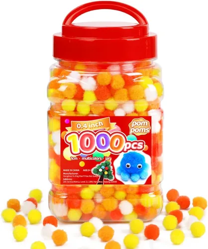 Vista 14 de IOOLEEM Pompones multicolores, 1000 bolas de pompón mullido de 0.39 pulgadas, pequeños pompones para proyectos de manualidades, festivales y Arco