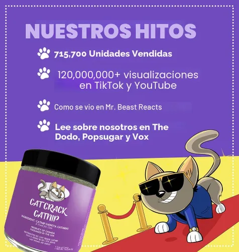 Vista 6 de Cat Crack Hierba Gatera, Mezcla de Hierba Gatera Inductora de Zoomies, Hecha en América del Norte y 100% Natural, Tratamientos de Hierba Gatera
