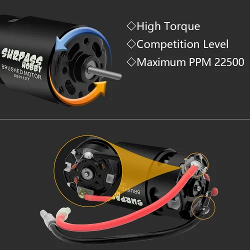 Vista 6 de Motor de coche RC 550 12T cepillado motor para RC 1/10 Camión de carrera corta para Traxxas Slash 2WD/4WD Redcat Arrma VKAR 10SC HPI HoBao HuanQi