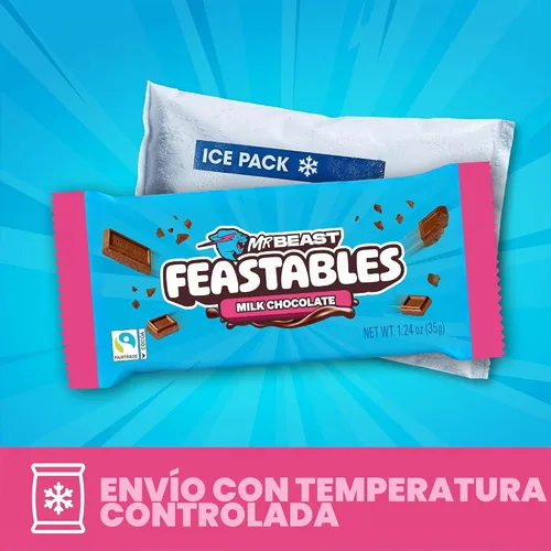 Vista 3 de MrBeast Feastables - Barra de chocolate con leche, tamaño completo, 24