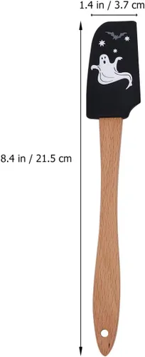 Vista 3 de Hemoton 4 piezas de espátula de silicona con mango de madera de Halloween, utensilios de cocina para hornear para panadería casera