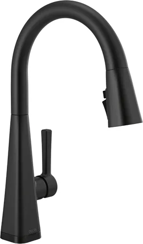 Vista 19 de Delta Lenta - Grifo de cocina dorado cepillado con rociador extraíble, moderno grifo de fregadero de cocina de un solo agujero, mango único, oro Oro