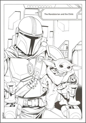 Vista 4 de Star War Mandalorian & Baby Yoda - Juego de libros para colorear y actividades, 2