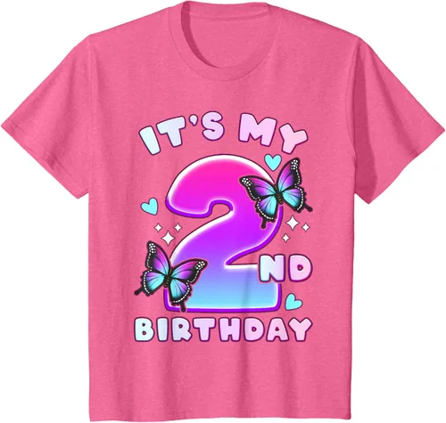 Vista 18 de Camiseta de 2º cumpleaños para niña de 2 años con mariposas y número 2 Negro