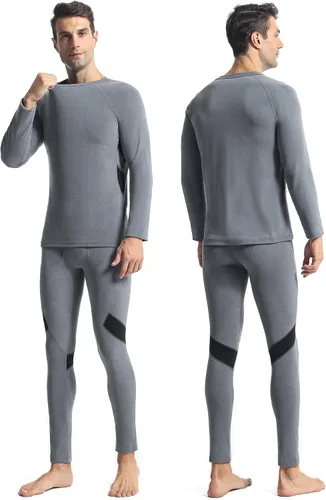 Vista 2 de Runhit Mens Thermal Underwear SetFleece Lined Long Johns for Men Thermal Shirts and Pants Base Layer Cold Weather Thermals
