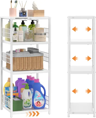 Vista 9 de DAOUTIME - Estantería metálica de 3 niveles, expandible, independiente, estrecha, estantes de piso abierto, ideal para baño, cocina, lavandería