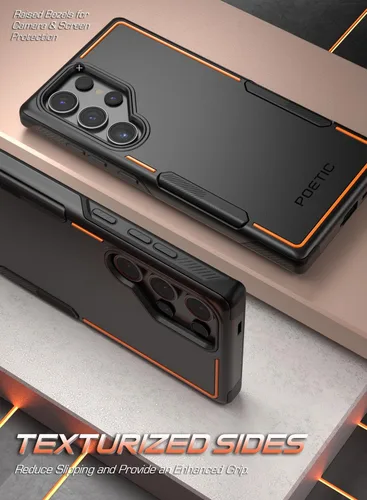 Vista 3 de Poetic Neon Series - Funda compatible con Galaxy S24 Ultra 5G de 6.8 pulgadas, doble capa, resistente, resistente, ligera, delgada, a prueba de Negro