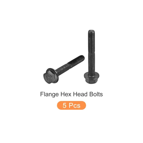 Vista 5 de METALLIXITY Pernos de cabeza hexagonal con brida (M6x40mm) 5pcs, perno de brida hexagonal Tornillo de media rosca, para sujetadores de hardware