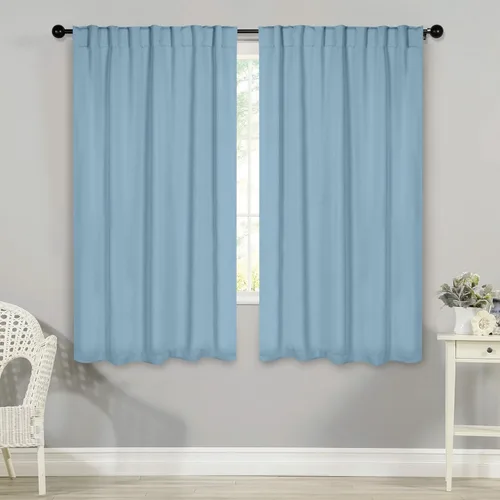 Vista 42 de BLUENILEMILLS Paneles de cortinas opacas para oscurecer la habitación con bolsillo para barra/pestañas traseras, cortinas perfectas para ventanas