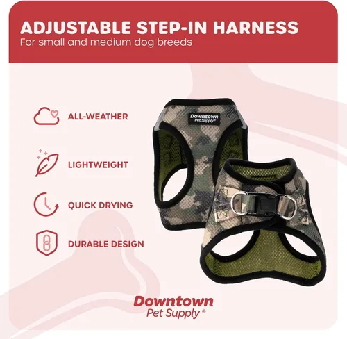 Vista 36 de Downtown Pet Supply Arnés para perro Step-in – Sin tirones, malla acolchada ajustable con ribete reflectante, correa de hebilla segura – Arnés