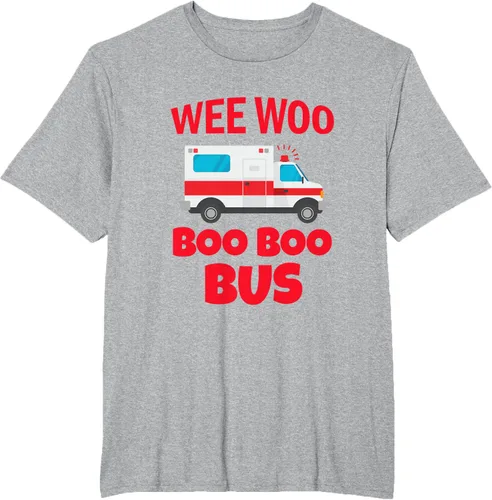Vista 35 de Wee Woo Boo Boo Bus First Responder - Camiseta divertida de ambulancia, Negro, S