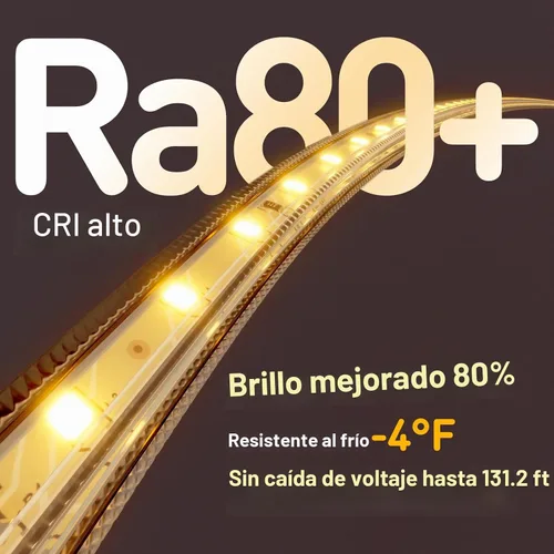 Vista 6 de Shine Decor Tira de luz LED fácil de conectar, 2800 K blanco cálido, resistente al frío, resistente a la intemperie para interiores y exteriores
