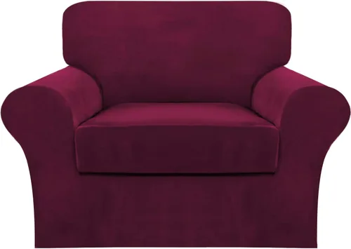 Vista 28 de FantasDecor Fundas de terciopelo para sofá de 2 piezas para sala, con cojín individual, protector elástico de muebles para mascotas, lavable a Negro