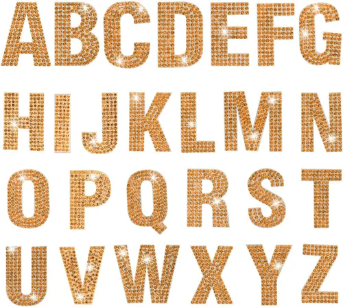 Vista 19 de PRATIQUE Calcomanías de letras del alfabeto con diamantes de imitación con purpurina, 26 letras autoadhesivas para arte y manualidades (rojo)