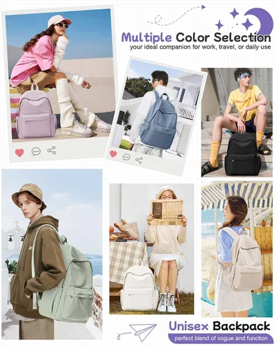 Vista 2 de Mochila negra para la escuela, mochila de escuela secundaria para adolescentes, niñas y niños, mochila universitaria ligera para mujeres y hombres